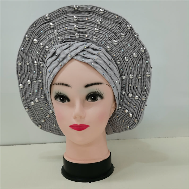 African Head Wraps Aso Oke Gele Already Made Auto Gele African Turban Cap For Party