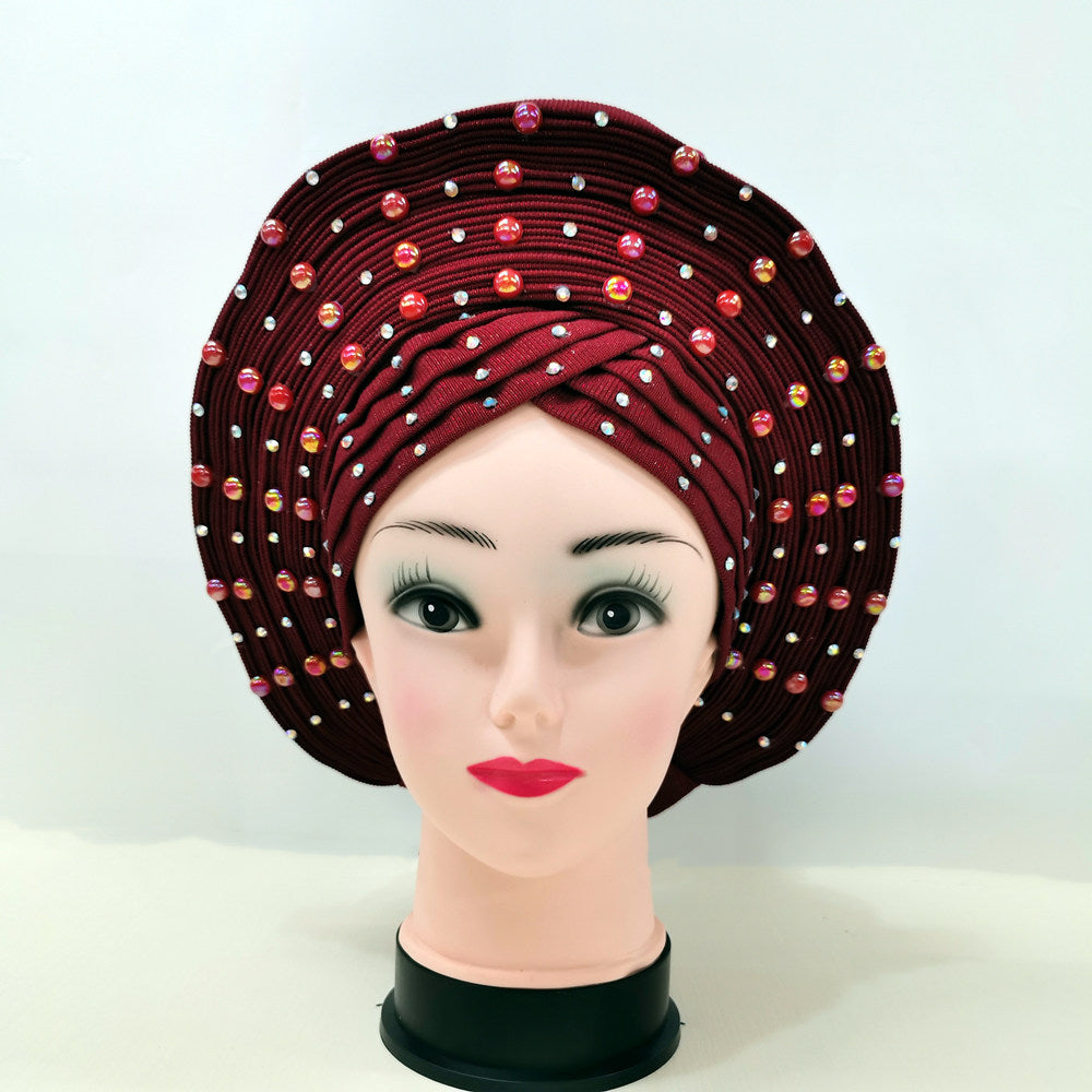 African Head Wraps Aso Oke Gele Already Made Auto Gele African Turban Cap For Party