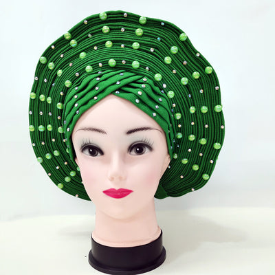 African Head Wraps Aso Oke Gele Already Made Auto Gele African Turban Cap For Party