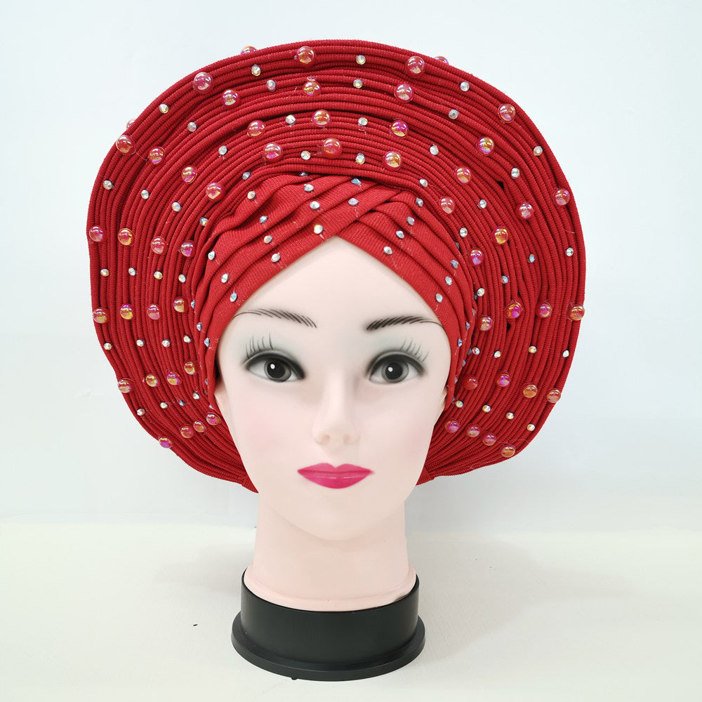 African Head Wraps Aso Oke Gele Already Made Auto Gele African Turban Cap For Party