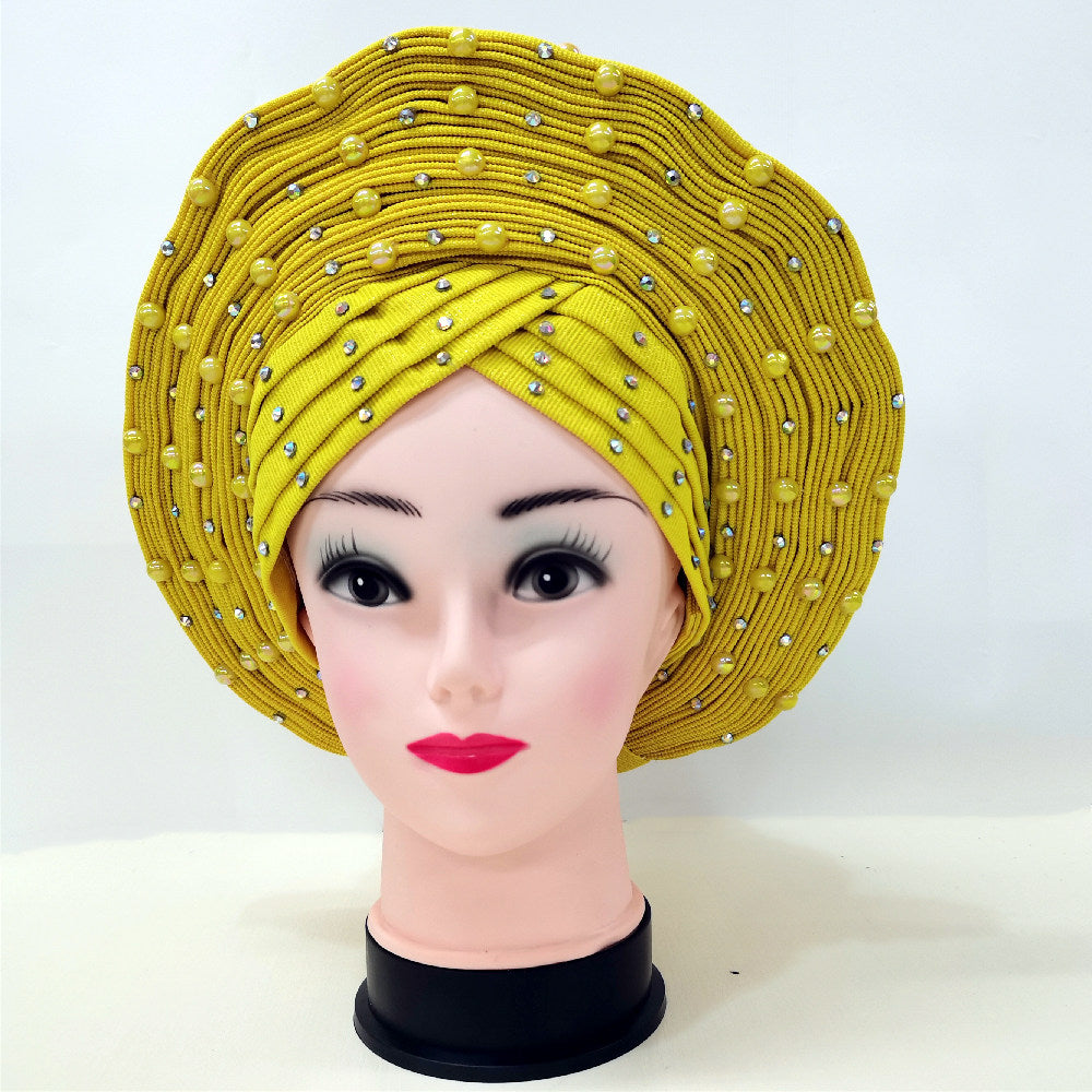 African Head Wraps Aso Oke Gele Already Made Auto Gele African Turban Cap For Party