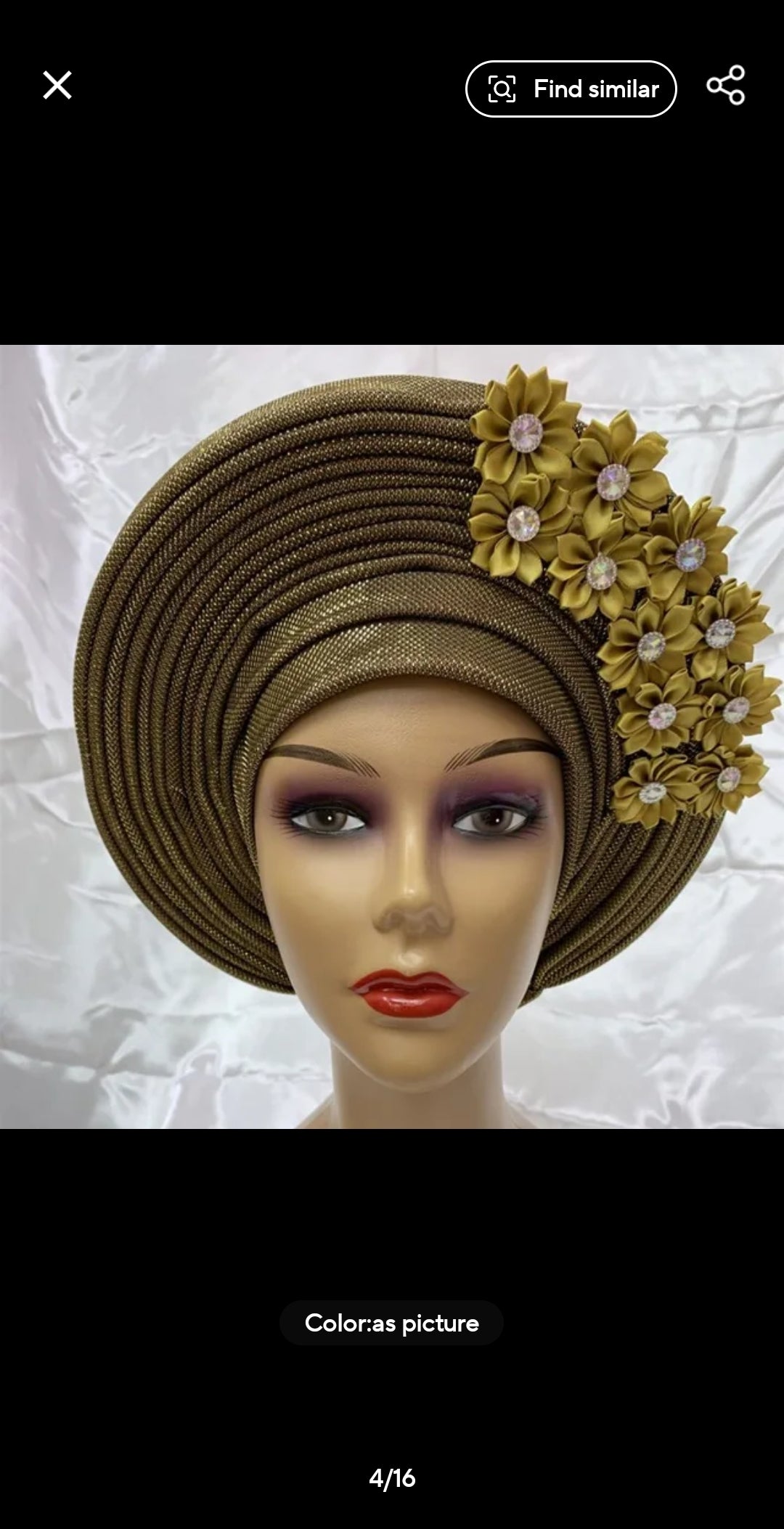 Fashion Nigerian Gele Headties With Stones Women Head Wrap Beaded Lace Already Made Auto African Headtie For Party