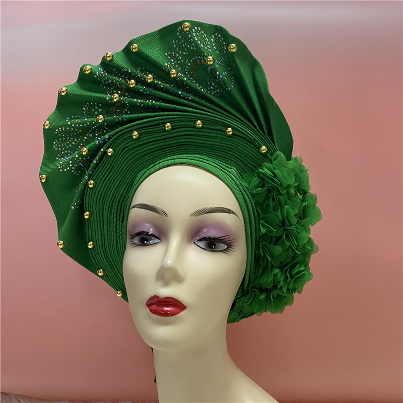 Nigerian Headtie African Head Wraps Aso Oke Gele Already Made Handmade African Turban Cap for Party