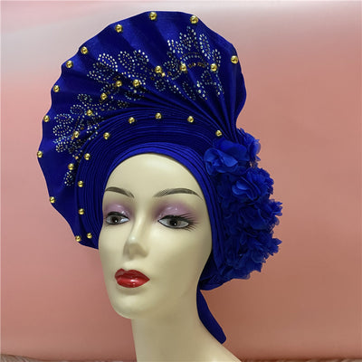 Nigerian Headtie African Head Wraps Aso Oke Gele Already Made Handmade African Turban Cap for Party