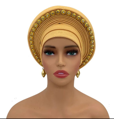 Elegant African Auto Gele Women's Turban Cap Nigeria Wedding Aso Oke