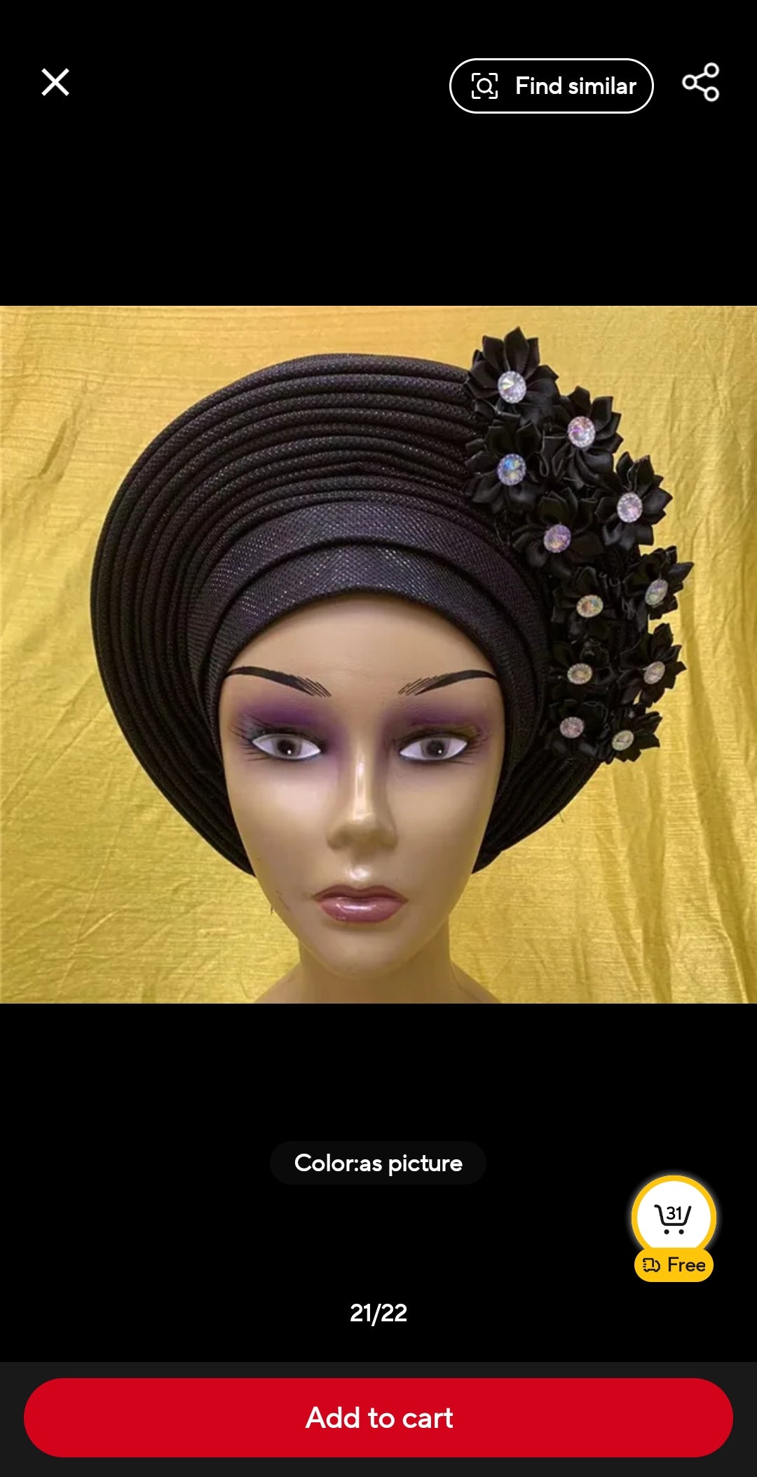 Fashion Nigerian Gele Headties With Stones Women Head Wrap Beaded Lace Already Made Auto African Headtie For Party