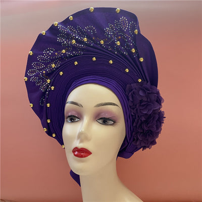 Nigerian Headtie African Head Wraps Aso Oke Gele Already Made Handmade African Turban Cap for Party