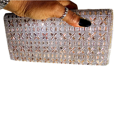 Dazzling Clutch Bag Evening Bag With Detachable Chain rose gold