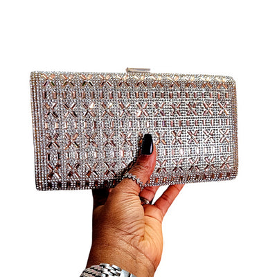 Dazzling Clutch Bag Evening Bag With Detachable Chain rose gold