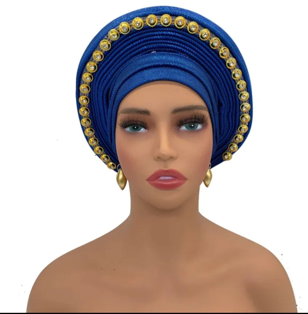 Elegant African Auto Gele Women's Turban Cap Nigeria Wedding Aso Oke