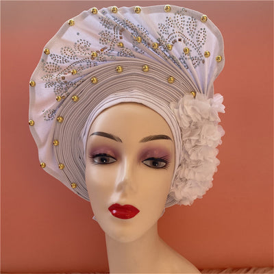 Nigerian Headtie African Head Wraps Aso Oke Gele Already Made Handmade African Turban Cap for Party