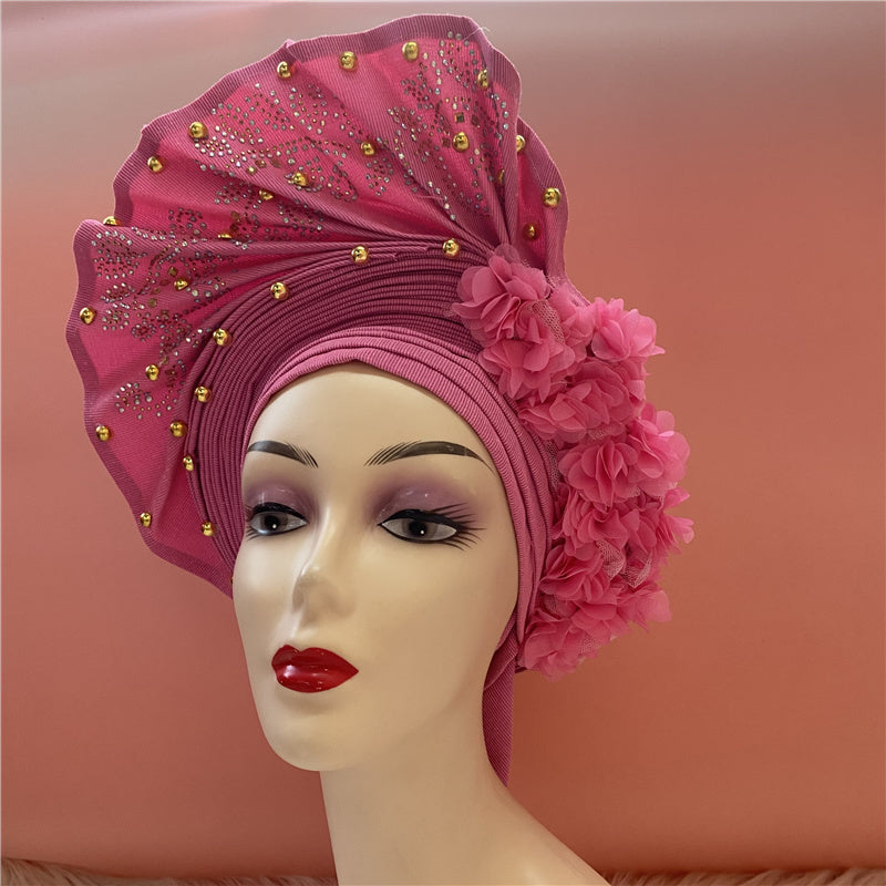 Nigerian Headtie African Head Wraps Aso Oke Gele Already Made Handmade African Turban Cap for Party