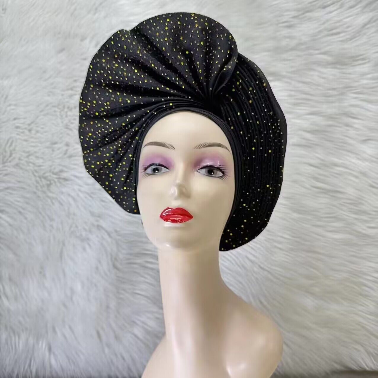 Already Made Nigerian ASO Oke Auto Gele with Stones Women Turban Hat Head Wrap African Headties