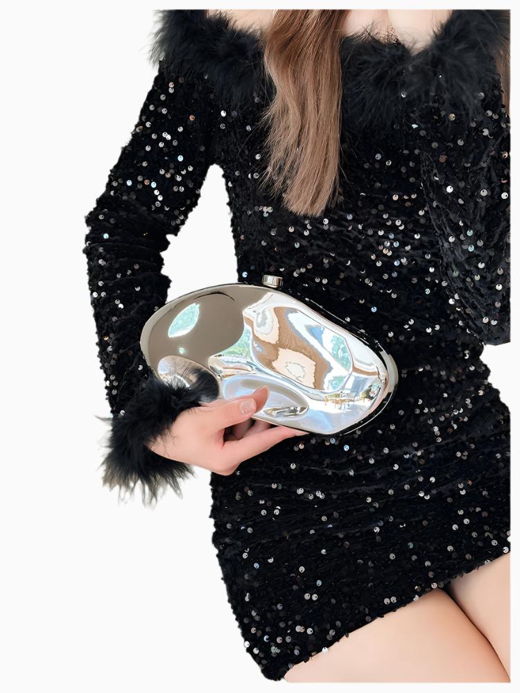 Mirror reflection egg shape stunning evening bag