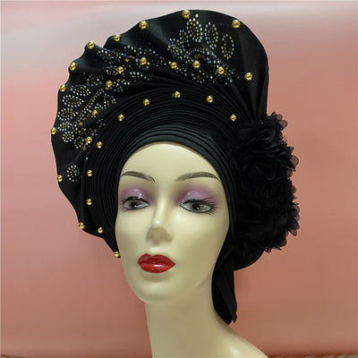 Nigerian Headtie African Head Wraps Aso Oke Gele Already Made Handmade African Turban Cap for Party